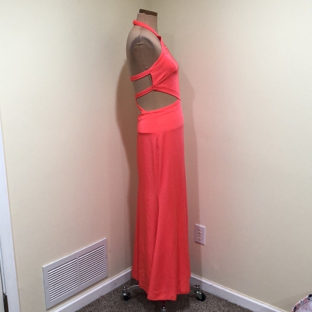 Love By Theia Gown Size 4 Coral Pink Cutout Formal Maxi Dress - Picture 3 of 10